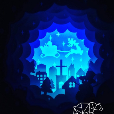 Shadowbox - Santa Claus on sled